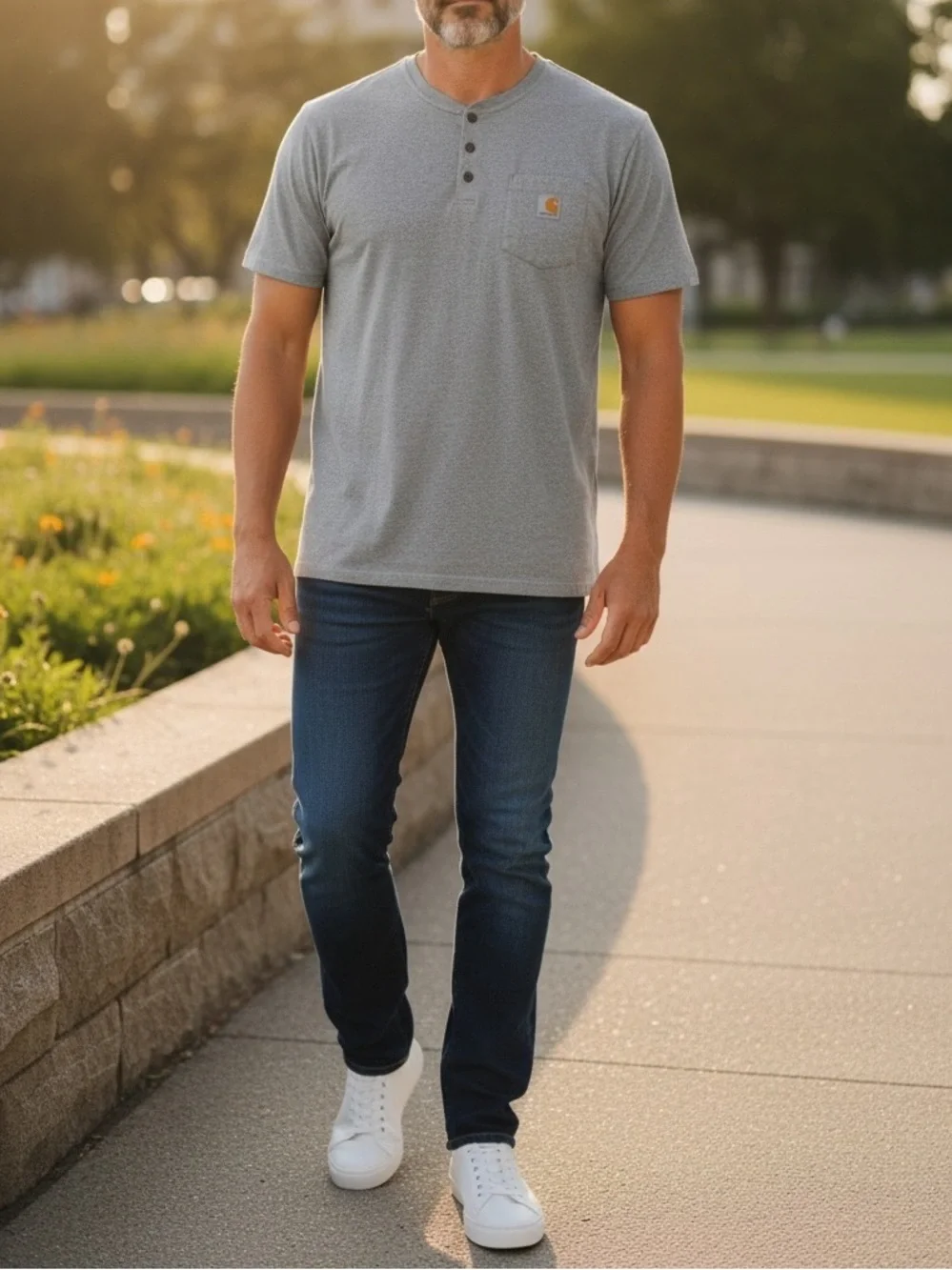 Men’s Carhartt Loose Fit Short Sleeve Pocket Button T-shirt Gray 3XL Tall